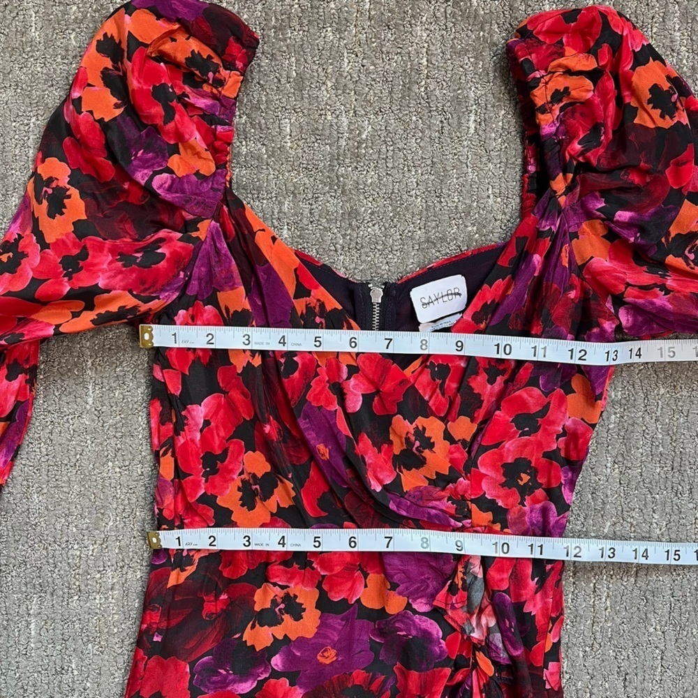 Saylor Alouette Painterly Poppy Dark Floral Mini Dress Size XS - Picture 8 of 11